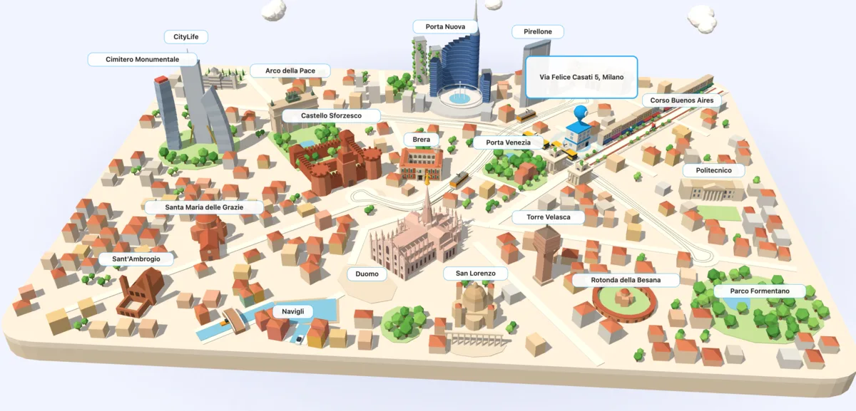 Mappa illustrata Sernicola Labs a Milano
